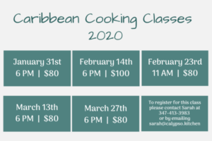 Caribbean Cooking Class Schedule